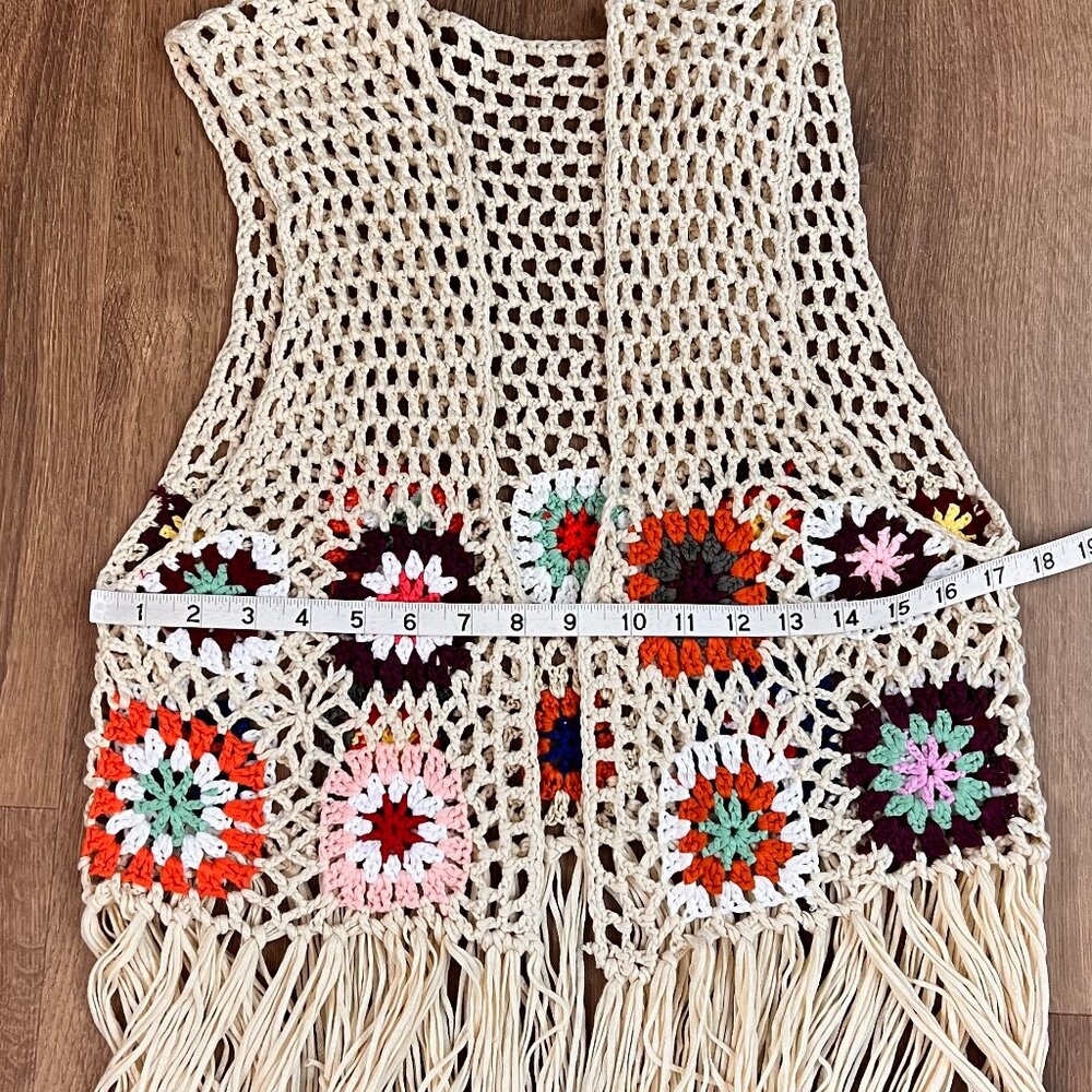 Granny Square Crochet Paul McCartney Sweater Vest Edith Handmade Sz M - Picture 6 of 9